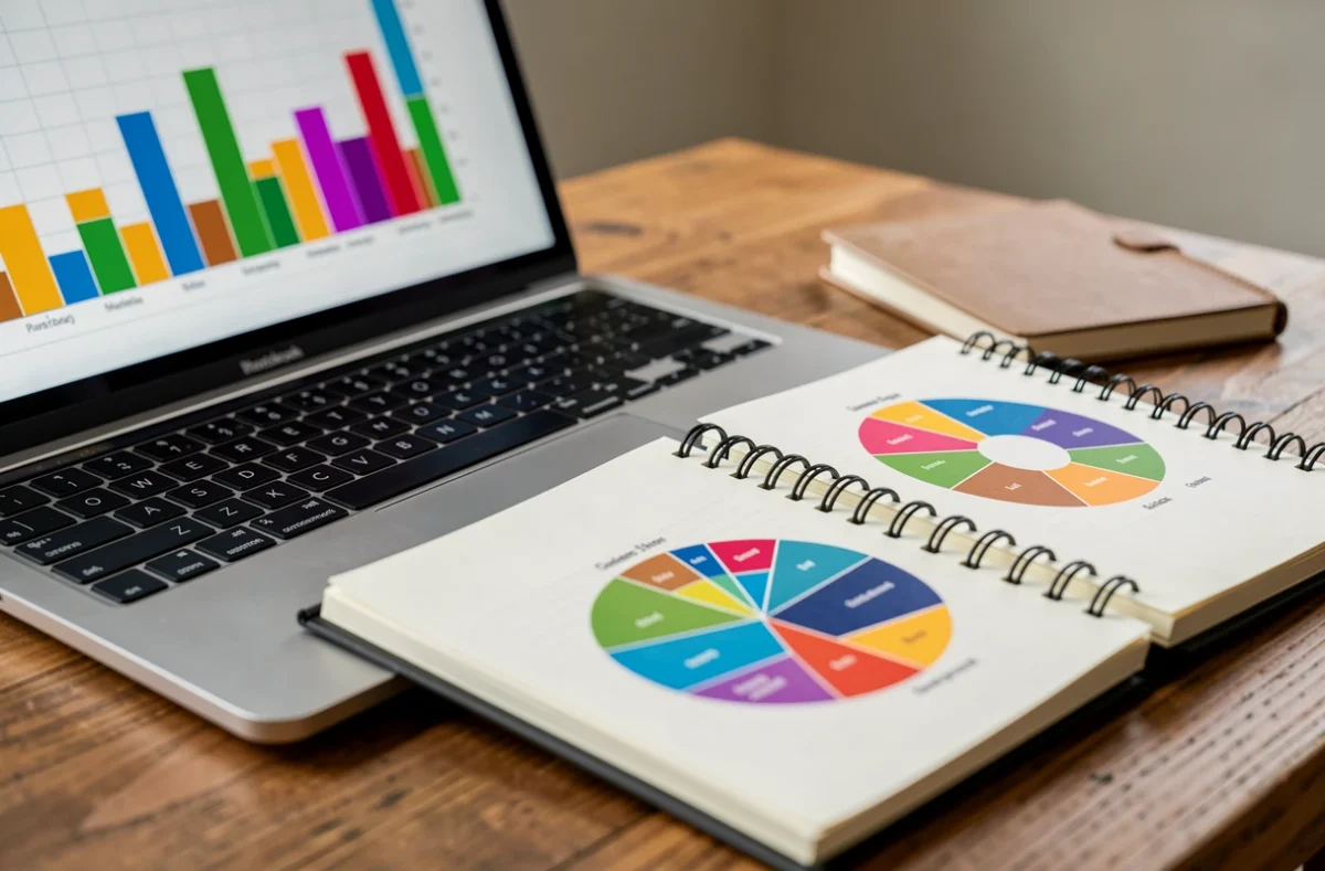 Ordinateur portable affichant des graphiques de segments d'audience